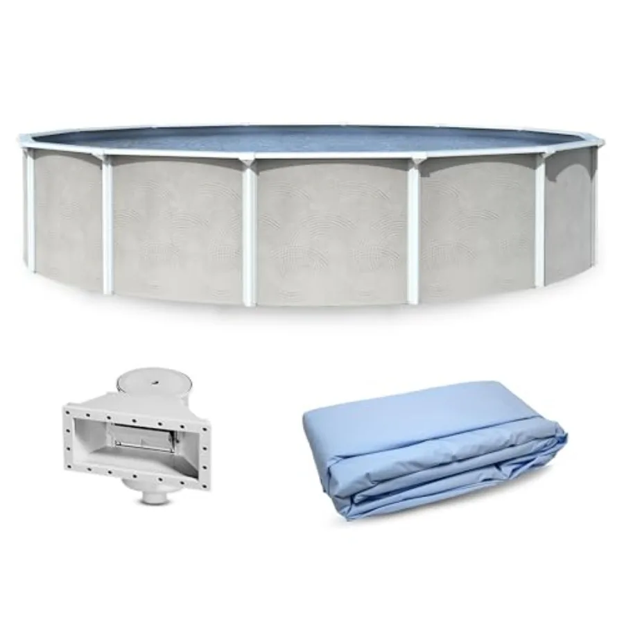 Belize Round 52-in Deep Hard Sided Steel Wall Above Ground Pool with 6-in Top Seats, 5-in Verticals, Skimmer Vinyl Liner - 5, 1
