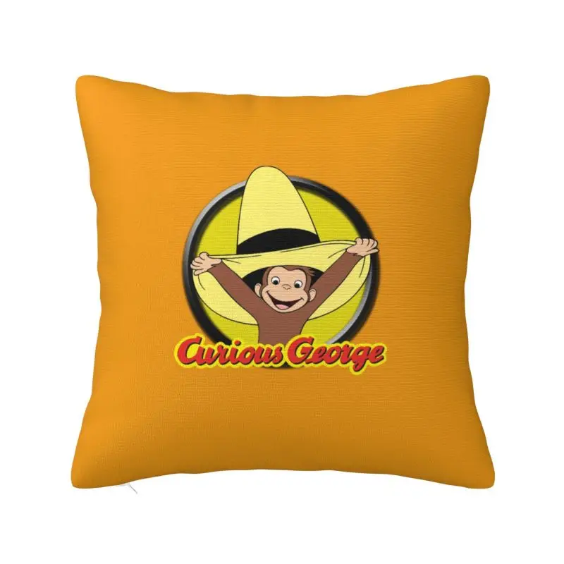 Custom Luxury Cute Curious George Monkey Sofa Cushion Cover Polyester Pillow Case