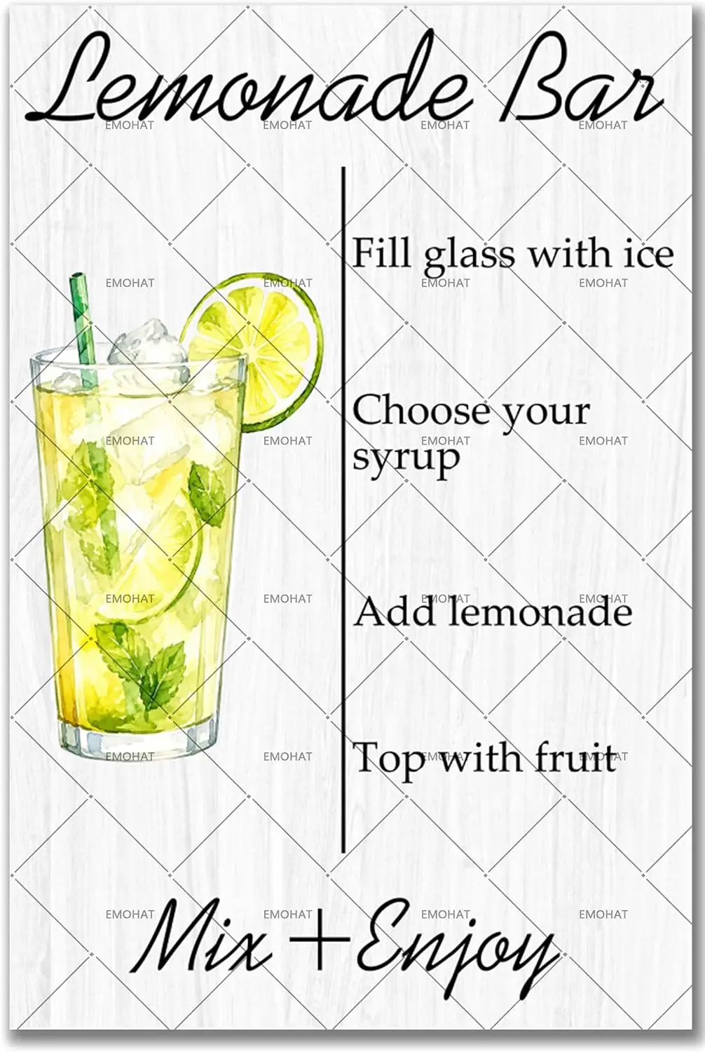 EMOHAT Lemonade Bar Aluminium Sign Lemon Drink Station Wall Decor   | Rustic Metal Sign, Baby Bridal Wedding Birthday Party Deco