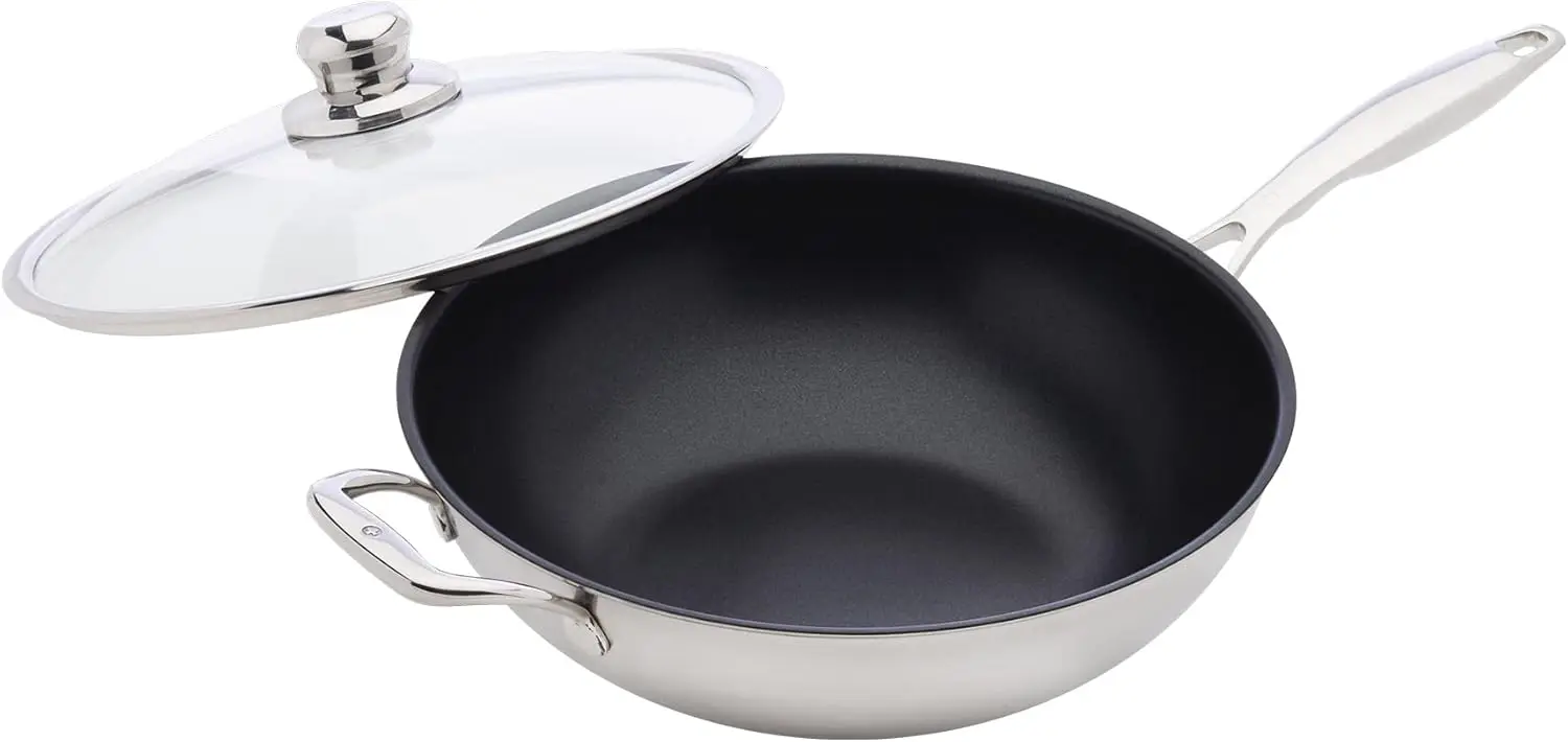 Compatible Stir-fry Pan with Tempered Glass Lid, Dishwasher and Oven Safe