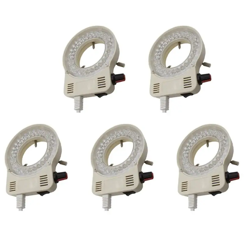 5X US PLUG White Adjustable 56 LED Ring Light Illuminator, Suitable For Stereo Microscopes And Cameras