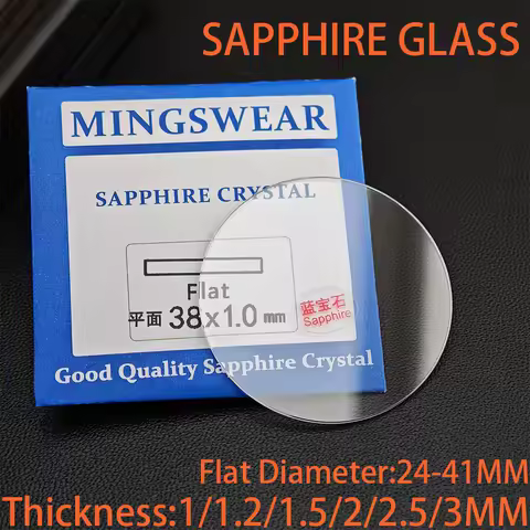 Flat sapphire glass thickness 1.0/1.2/1.5/2.0/2.5/3.0mm diameter 24-41mm circular transparent crystal mineral glass watch parts