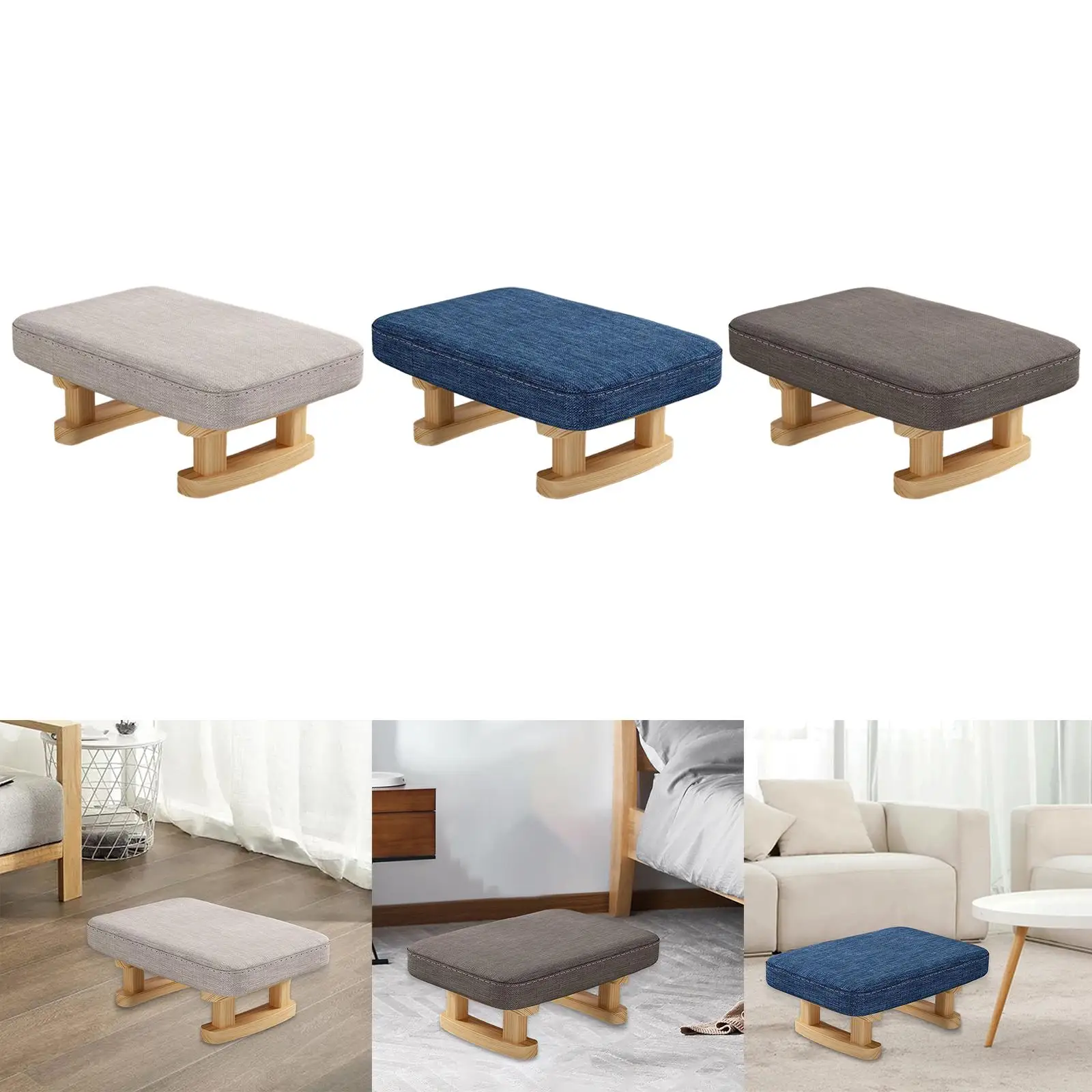 Foot Rest with Wooden Legs Bench 41x30x18cm/16.14x11.81x7.09inch Padded Footstool for Porch Dining Bedroom Guest Room Living