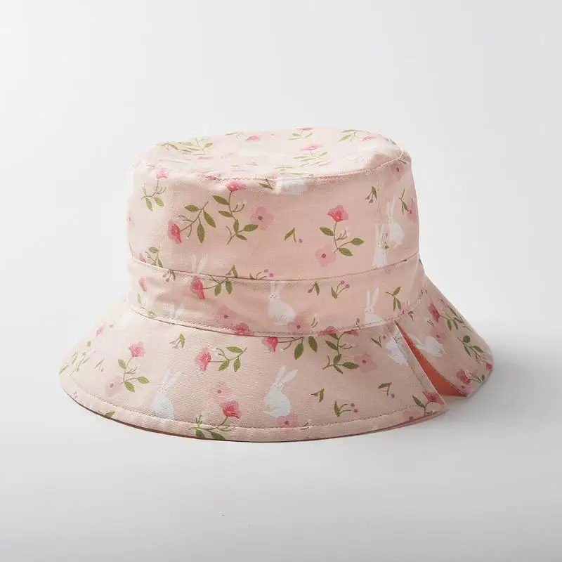 Atmungsaktiver Baumwoll-Doppelseitiger Sonnenhut für Babys, atmungsaktiv und sonnenschützend, dünner Bucket-Hut mit Cartoon-Print – Detail 2