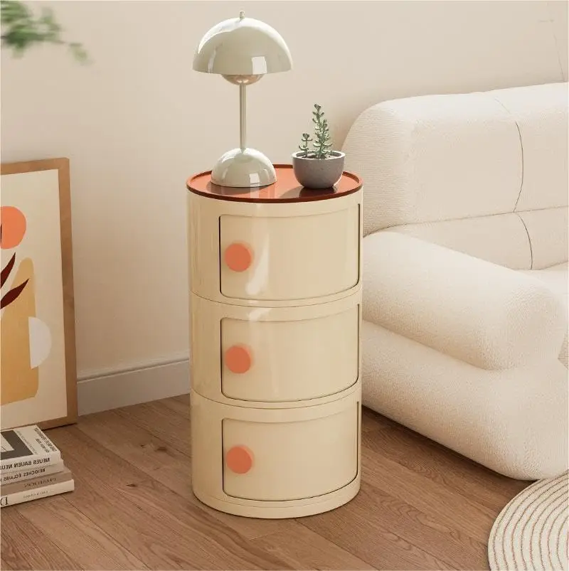 

Corner Table Nordic Modern Design Plastic Storage Box Round Cabinet Side Coffee Table Stackable for Living Bed Room bookshelf