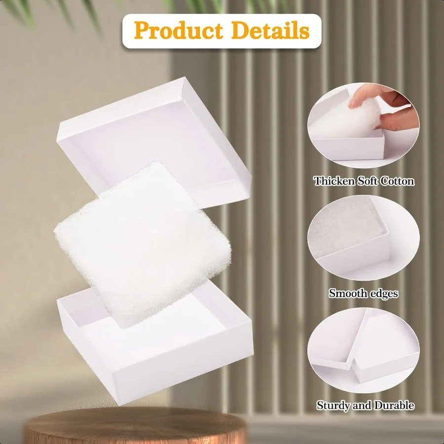 Scatole regalo bianche per gioielli in cartone Confezione da 20 Scatole portagioie piccole in cartone da 3,5 × 3,5 × 1 pollici con imbottitura in cotone e coperchi per l'applicazione