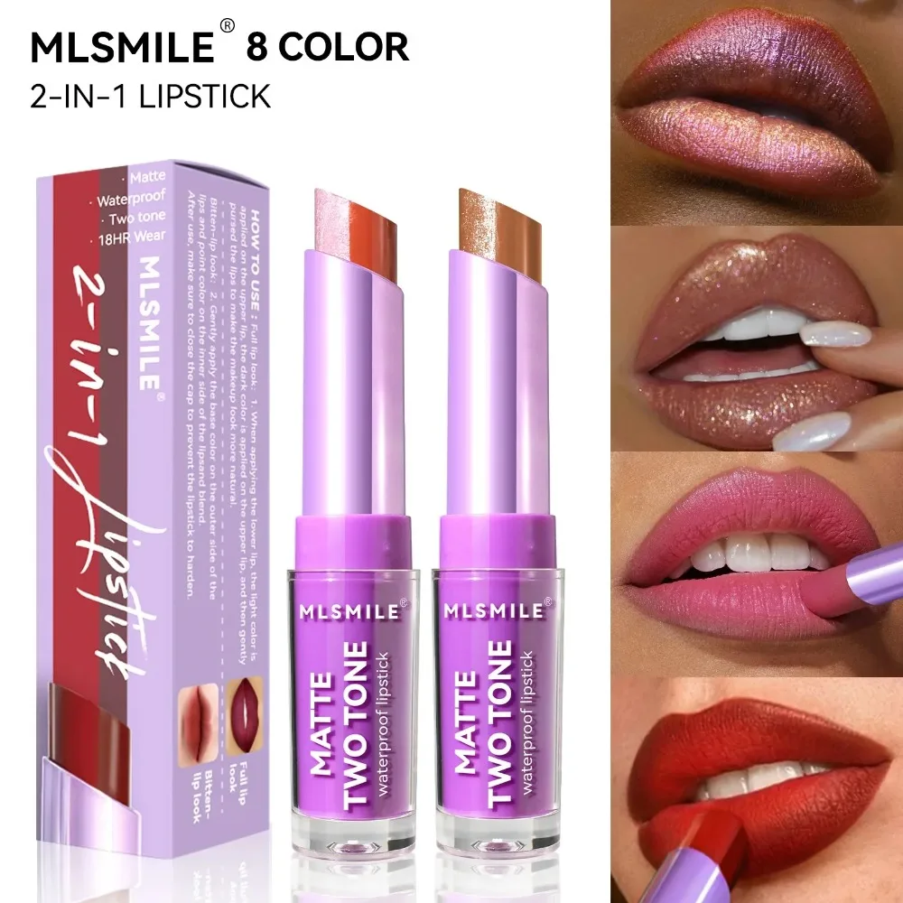 2 in 1 Matte Lipsticks Liquid Lip Glaze Velvet Sexy Lipsticks Single Head Lip Make Up Lasting Waterproof Dark Red Nude Wholesale