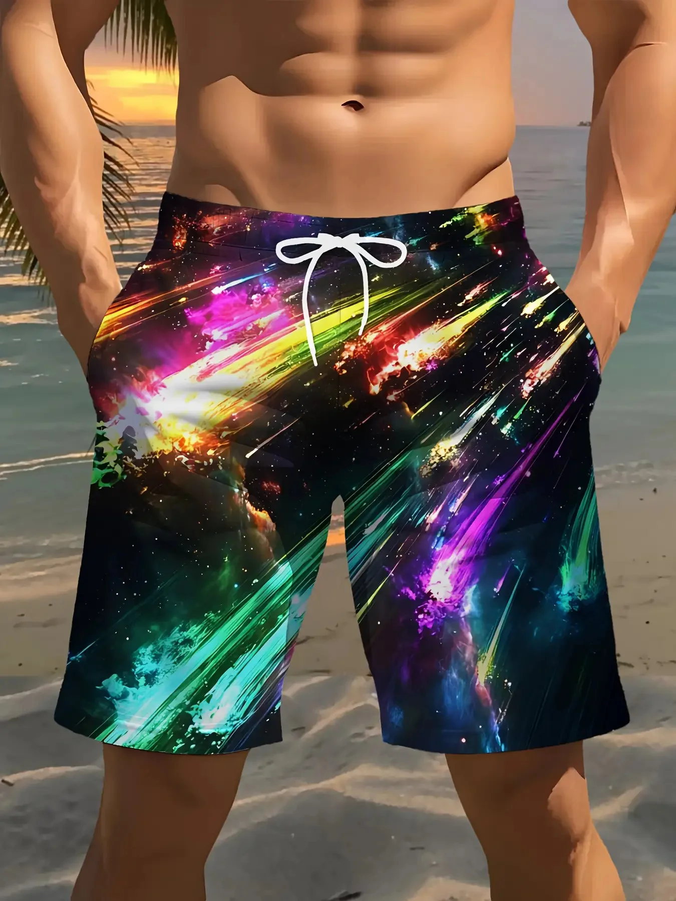 

Men's Yellow Orange Vintage Floral Print Beach Shorts Drawstring Waist Quick Dry Casual Swim Trunks 2026