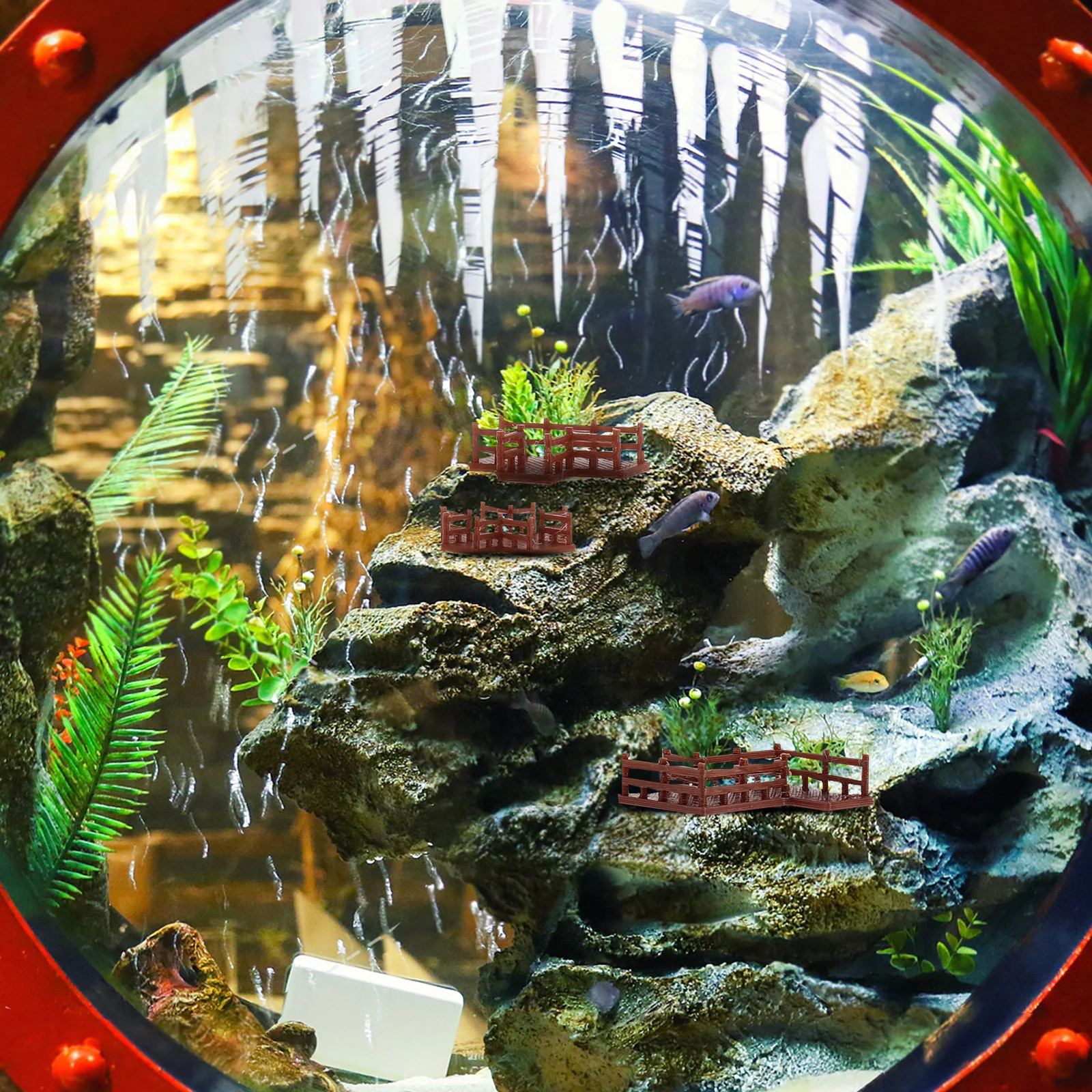 

5pcs Micro Landscape Staircase Plank Road Fish Tank Decor Miniature Ancient Buildings Chinese Pagoda Terrarium Accessories For