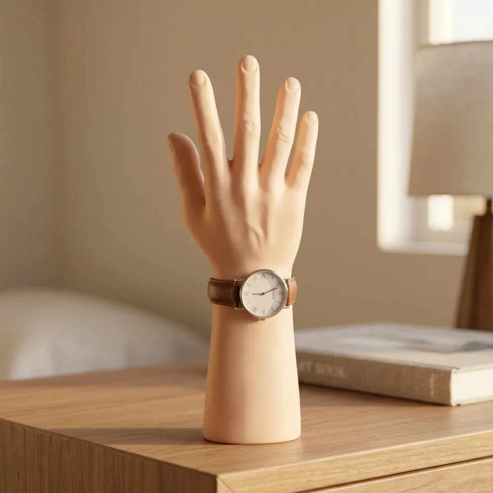 Matte Hard Male Hand Model Standing Durable Hand Display Stand Portable Realistic Ring Display Prop Watch Display