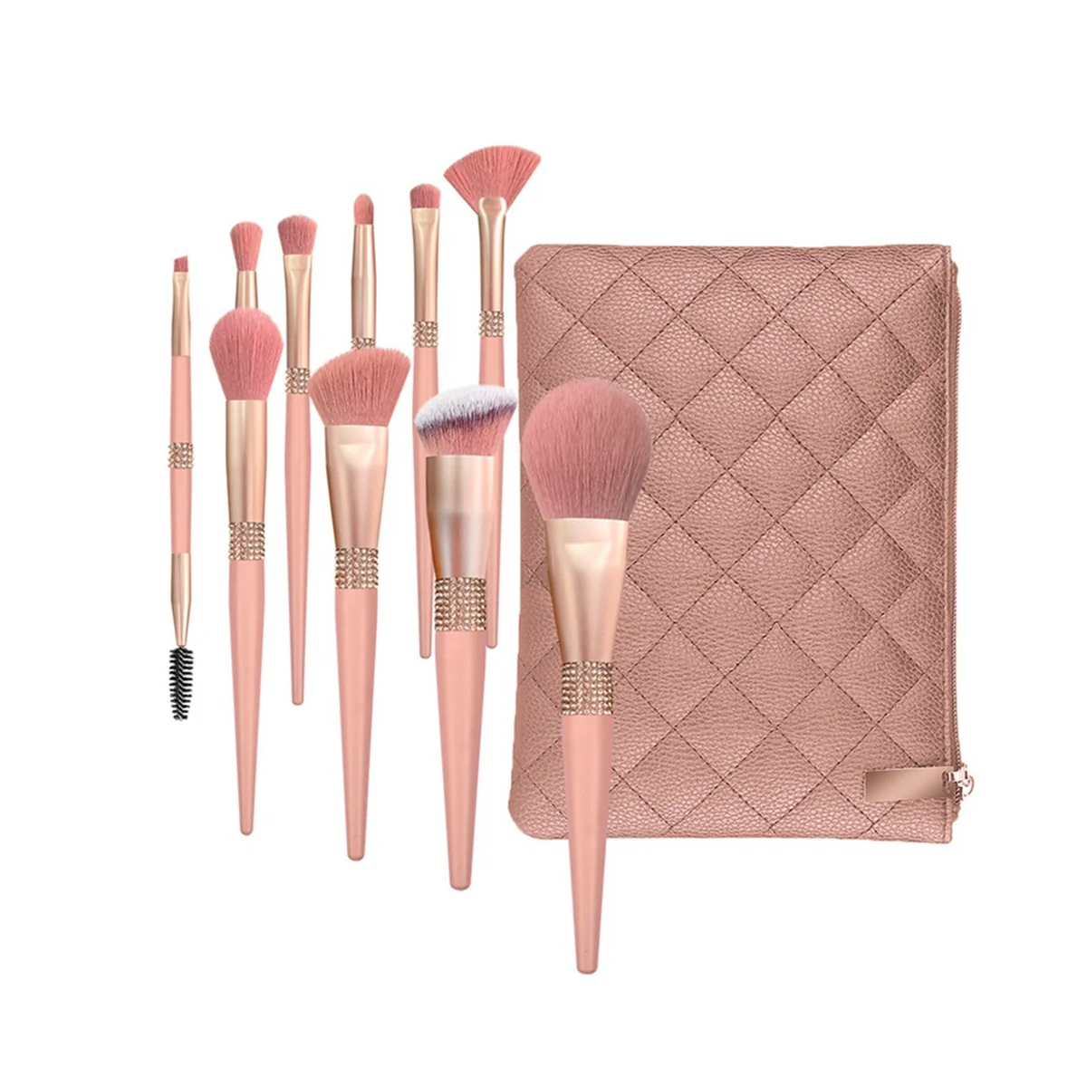 10Pcs Coral Red Brilliant Makeup Brush Set Soft Hair Eye Shadow Foundation Beauty Makeup Artist Tool Set