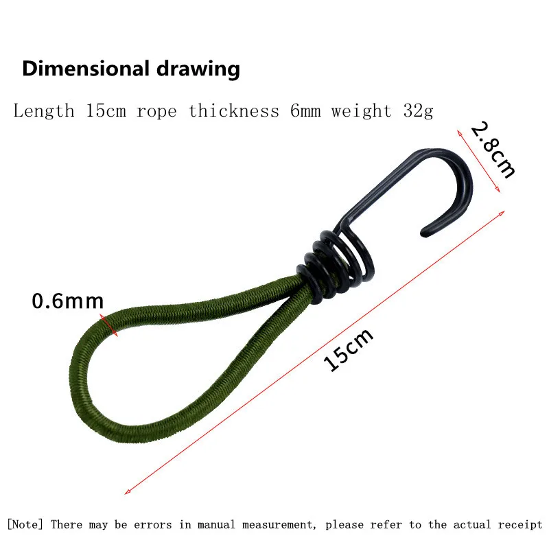 6/12pcs 15cm Tent Elastic Rope Cord with Hook Camping Tent Fixation Elastic Stretch Rope Outdoor Accessories