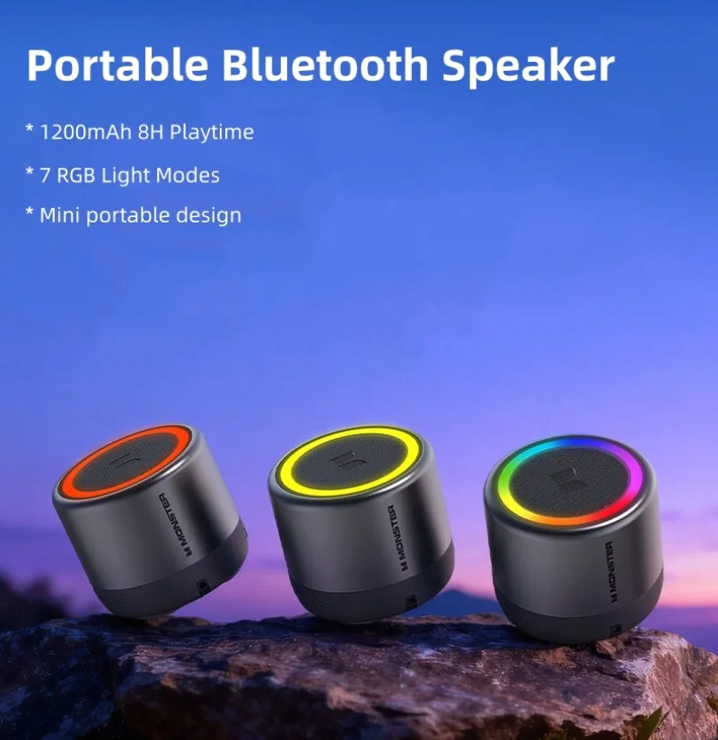

Портативная Bluetooth-колонка, 1200 мАч, 8 часов работы, 7 режимов RGB-подсветки, функция громкой связи, TWS-сопряжение, мини-колонка для улицы и повседневного использования