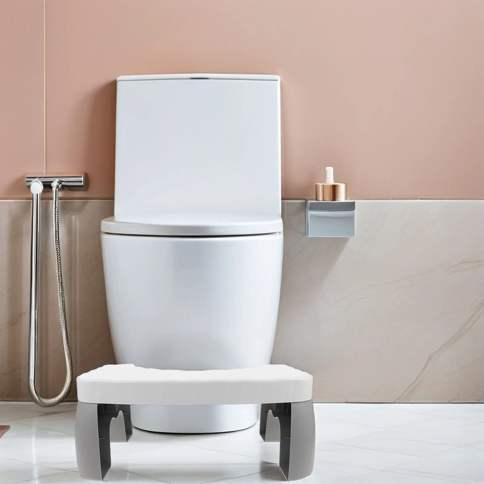 Anti-Slip Toilet Stool for Adults Kids Squatting Footrest Step Stool Bathroom Comfortable Hygienic Foldable PP Footstool