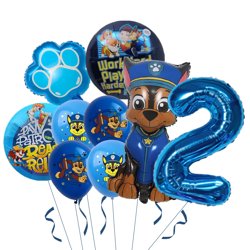 9pcs Cartoon Paw Patrol Themed Party Decoration Supplies Rescue Dog Aluminum Foil Balloon Birthday Gift