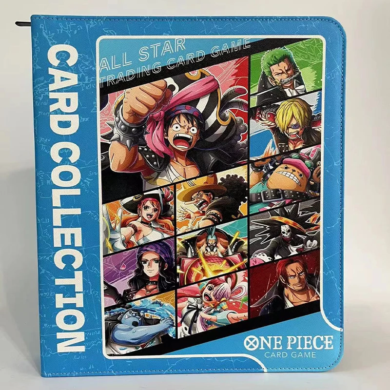 One Piece Card Book Folder Anime Luffy Nami Zoro Card Album Zipper PU Leather 9 Grid 30 Pages Can Hold 540pcs Card Holder Binder