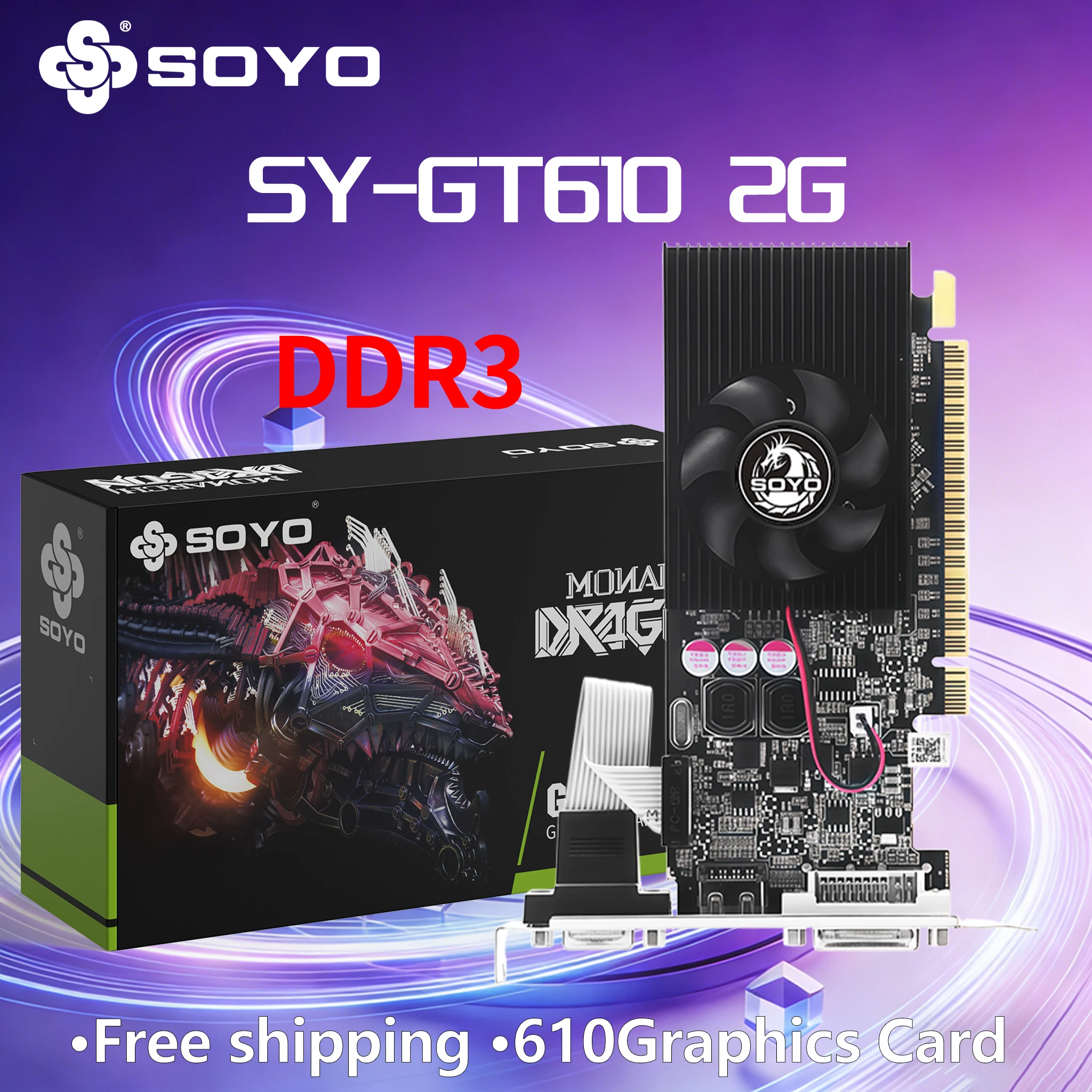 Half-height Graphics Card SOYO NVIDIA GPU GT 610 2G DDR3 64Bit 40nm Gaming Video Cards Desktop Computer components VGA HDMI DVI