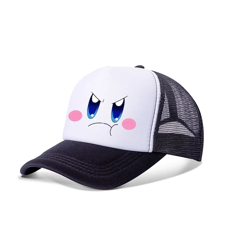 Kirbys Baseball Cap New Anime Kawaii Neckerchief Sun Hat Summer Outdoor Sport Breathable Mesh Sunbonnet Kids Adult Headgear Gift