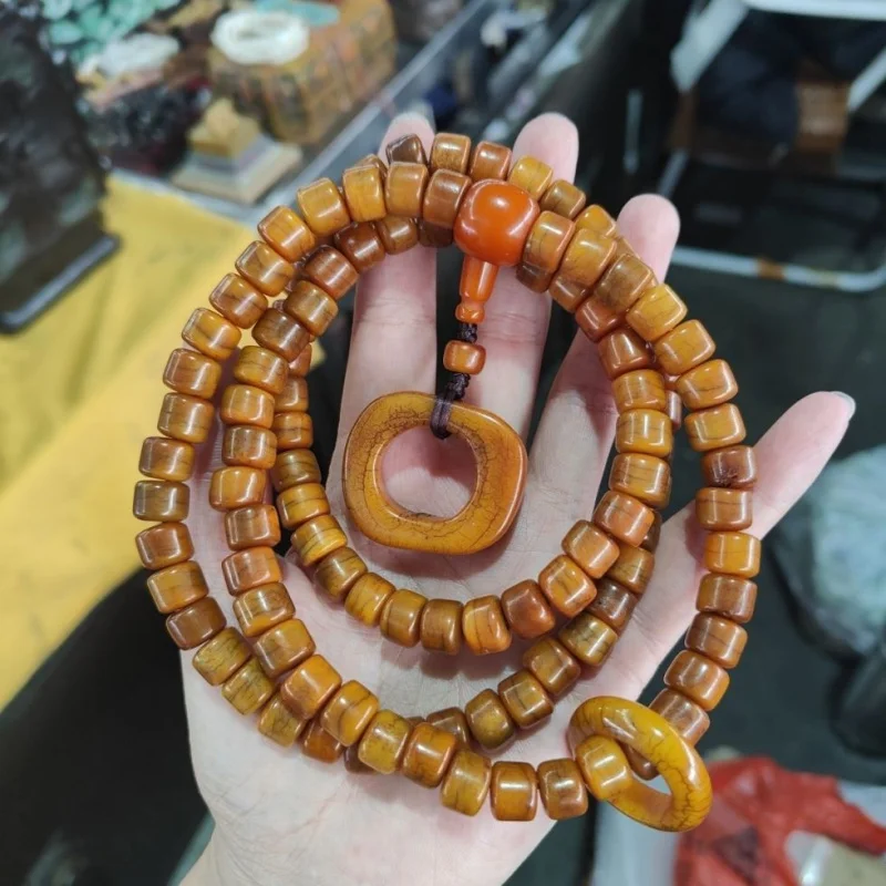 

Длинное ожерелье из костяных бусин яка, 108 бусин, буддийский браслет