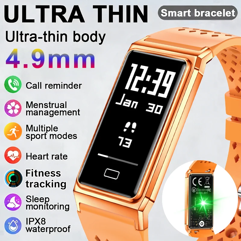 New Touch Screen Smart Bracelet Fitness Tracker Health Monitor Sleep 10ATM Waterproof Sport Pedometer Smartwatch For Android IOS