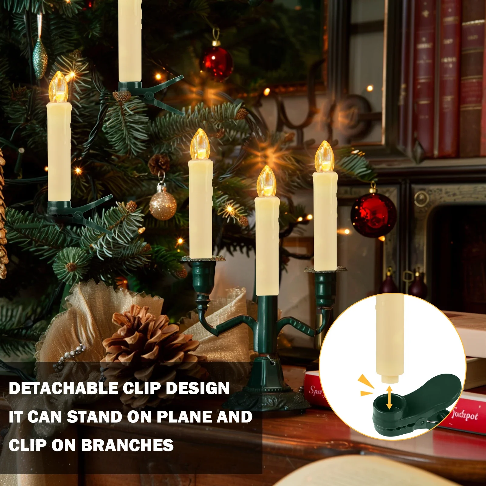 Velas LED Navideñas cónicas sin llama con clip control remoto - imagen 5