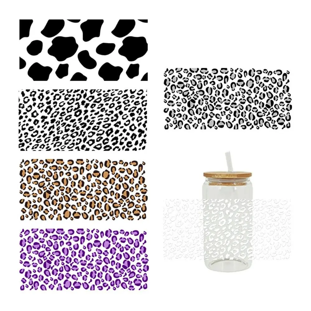 Leopard Print UV DTF Transfer Sticker Waterproof Iron on Cup Wraps High-temperature Resistant DIY Decals Transfer Cup Stickers