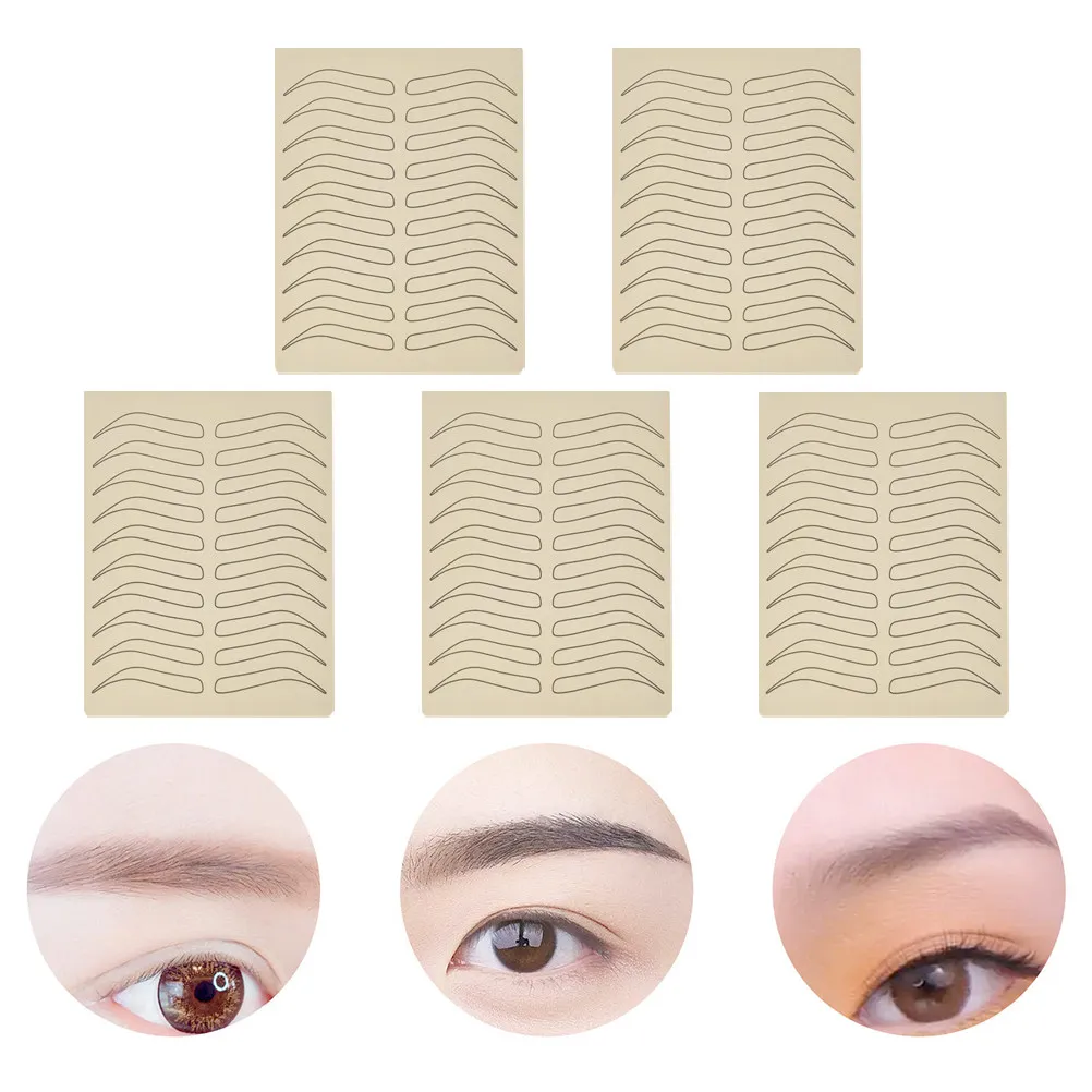 5Pcs Silicone Tattoo Eyebrow Practice Skin Lifelike Blank Sheet Portable Professional Training Skin for Tattoo Artists