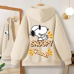 Snoopy Adult Hooded Cardigan Sweatshirt Women Men Winter Clothes Warm Comfortable Cartoon Anime Graphic Print Sweatshirts Gifts