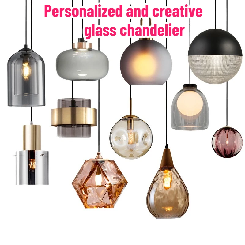

Nordic Postmodern Minimalist Pendant Personalized Creative Glass Chandelier for Bar Coffee Shop Single Head Dining Table Home