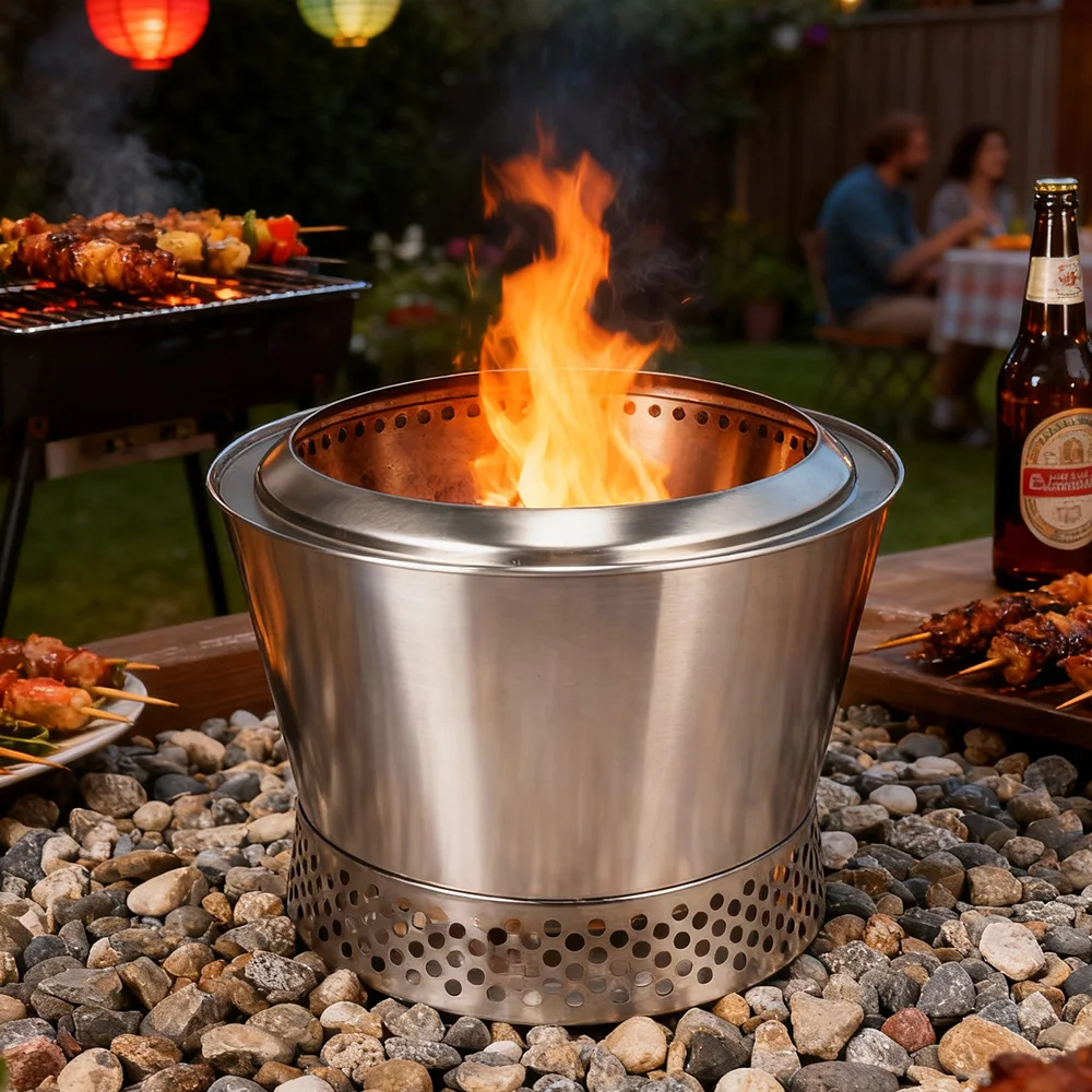 

Wholesale New Arrival Smokeless Stainless Steel Fire Pit for Patio Outdoor Use Portable Tabletop Wood Burning