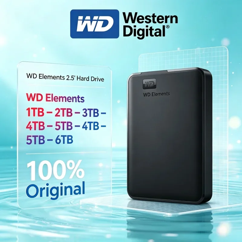 2.5 Inch WD External HDD USB3.0 Western Digital Mechanical Hard Disk 1/2/4/5/6TB Large-capacity Laptop Desktop Mobile Drive