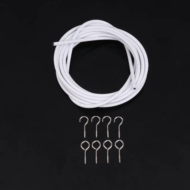 Adjustable Curtain Spring Rope 2 3 5 6 Meters Includes Hooks Eyes Sturdy Wall Hanging Line in Living Room Bedroom