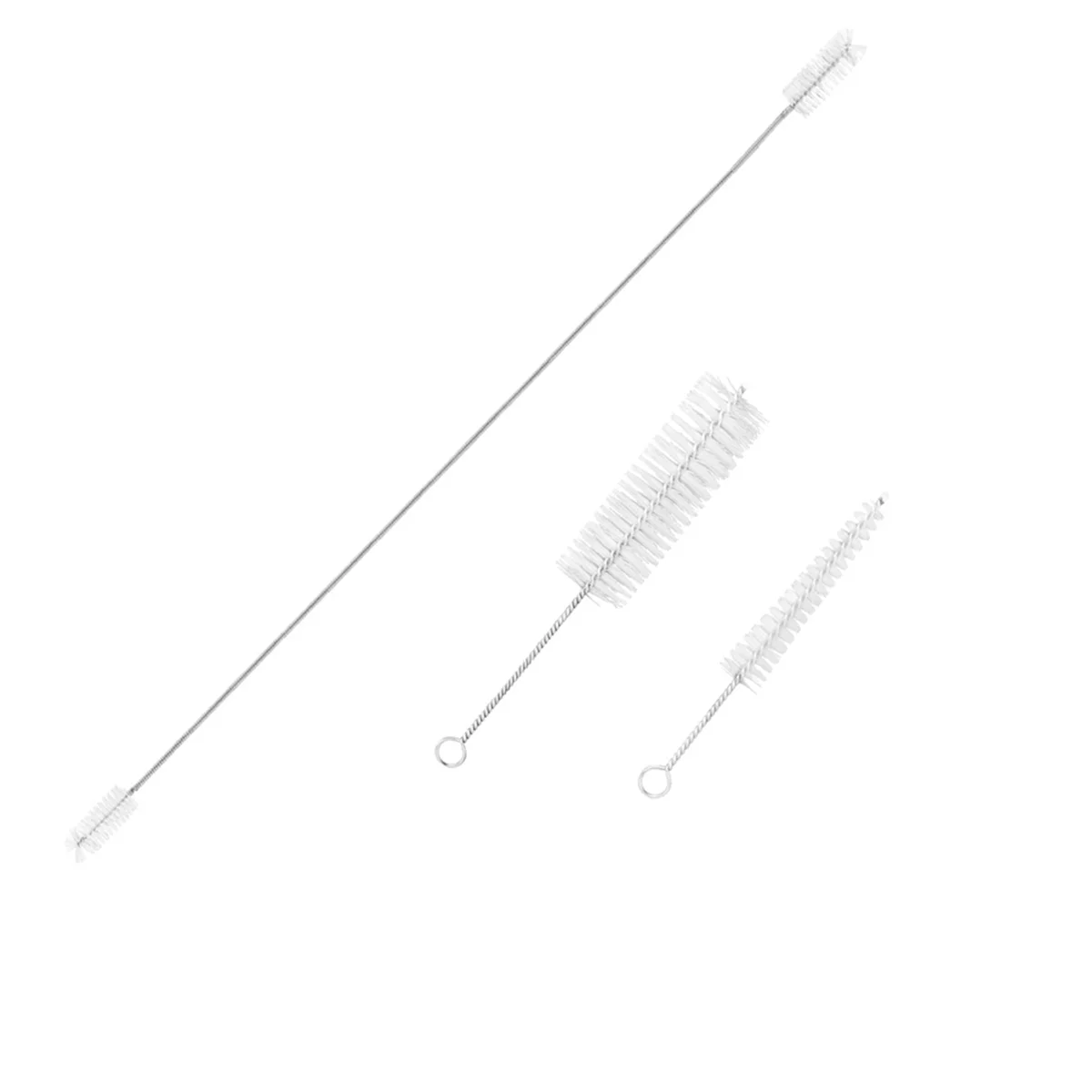 N21R 3Pcs French Horn Trombone Trumpet Cleaning Set Stainless Steel Nylon Brush Musical Instrument Cleaning Brush