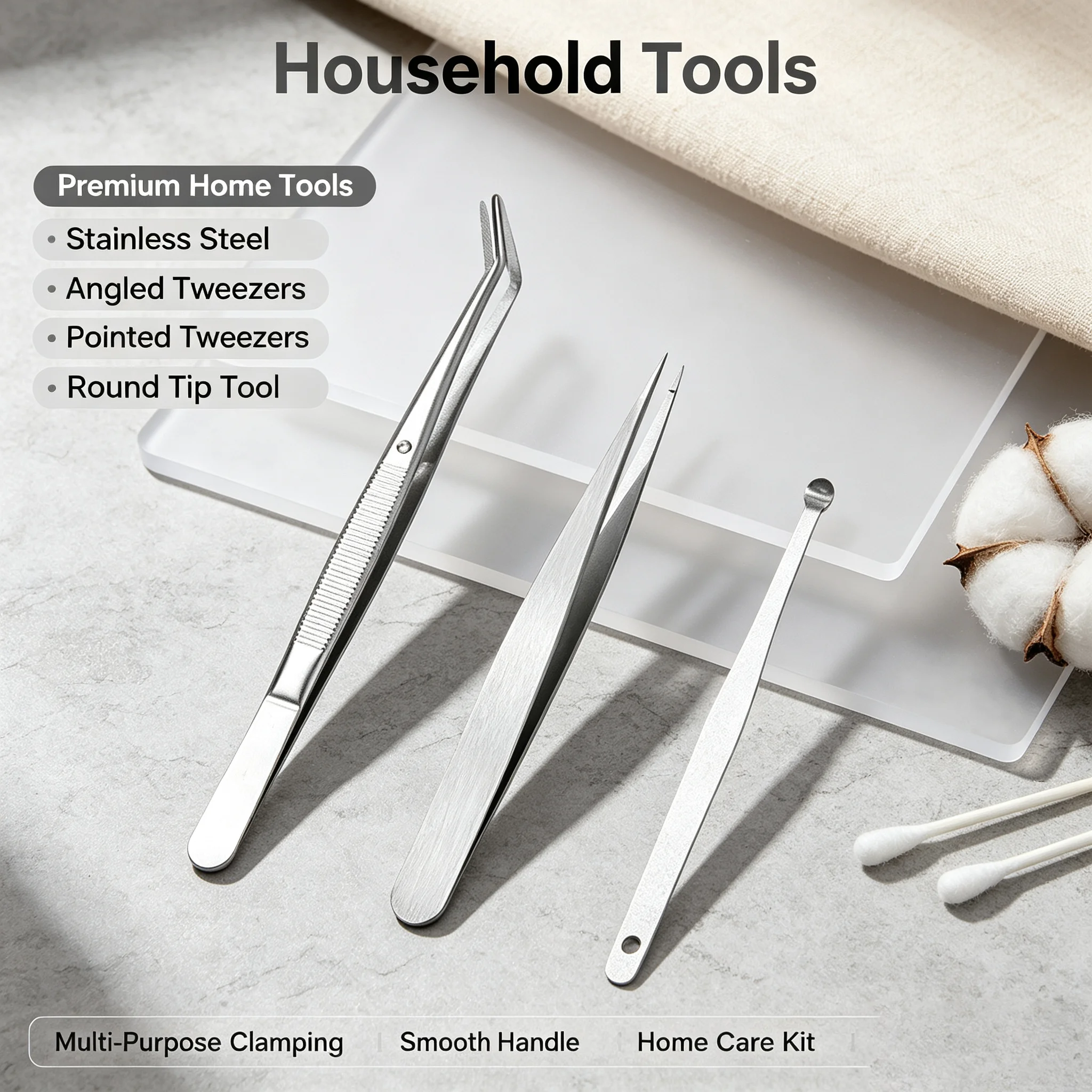 Polished Stainless Steel Craft Tweezers Household Use For DIY Making Parts Arrangement And Natural Eyebrow Shaping