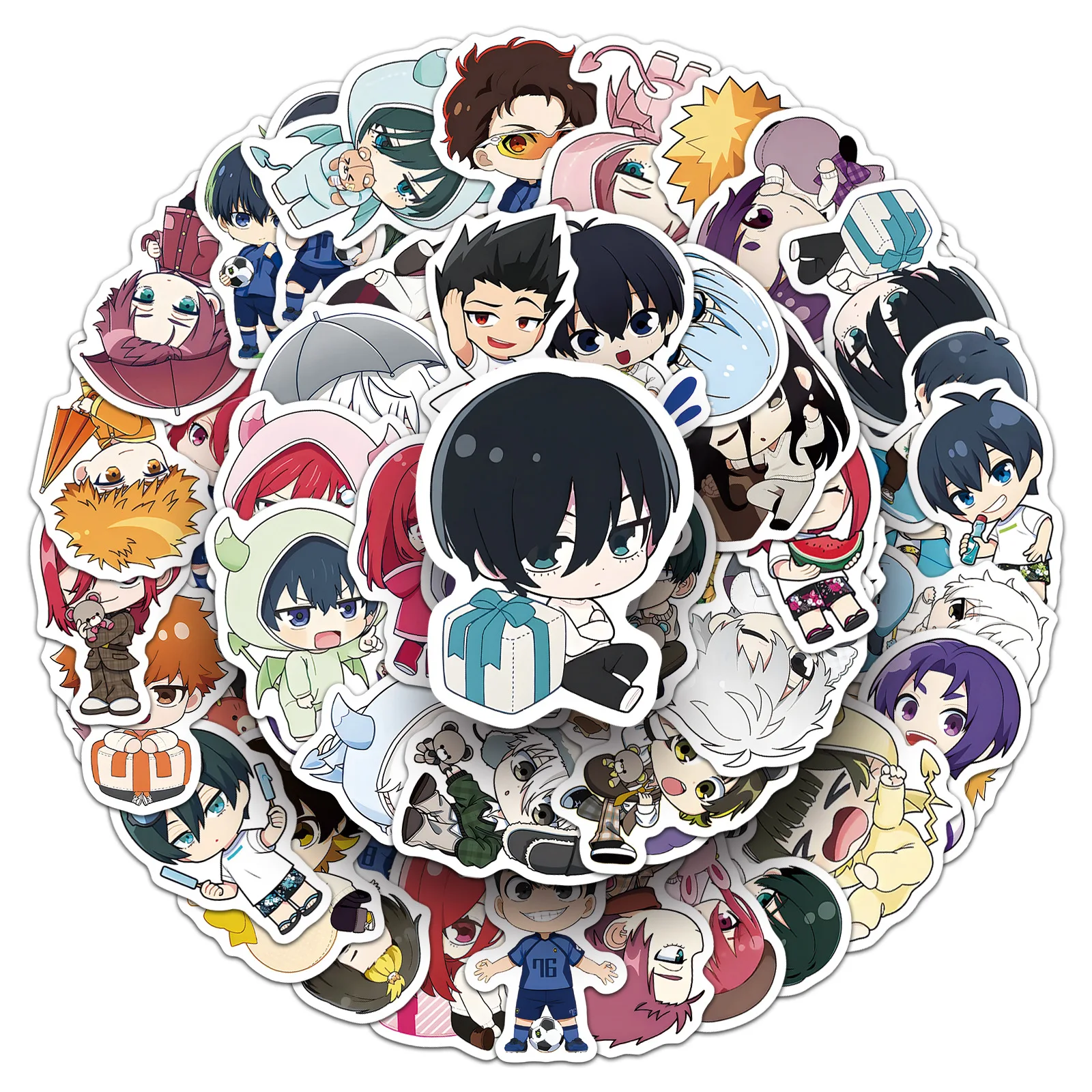 

50PCS Cute BLUE LOCK Anime Stickers Cartoon Doodle Decals Toys Gifts for Notebook Scrapbook Bicycle Stationery Box Bike Book