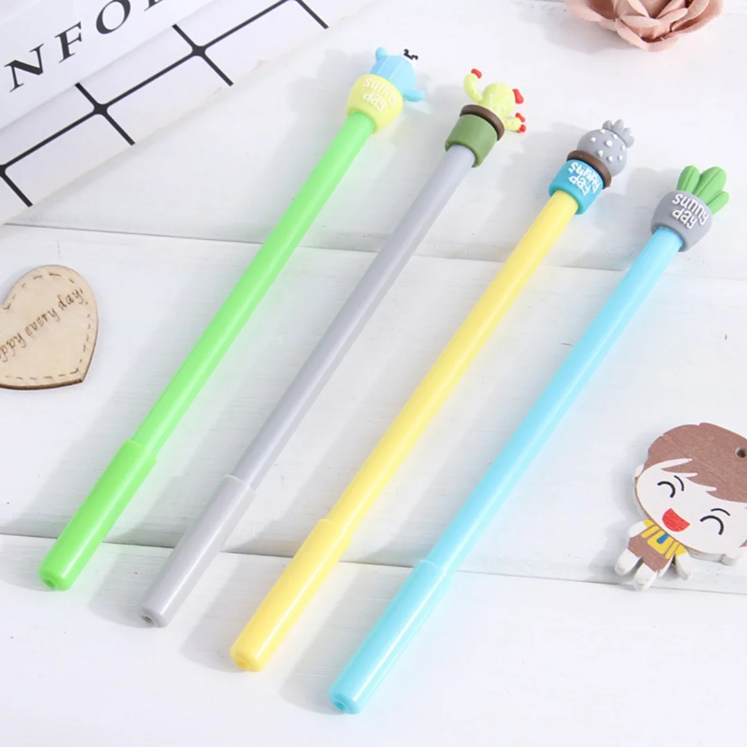 

Cute Cactus Succulent Shaped Gel Pen, Fresh Cartoon Black Sign Pen, Creative Student Stationery Gift for School Prize & Holiday