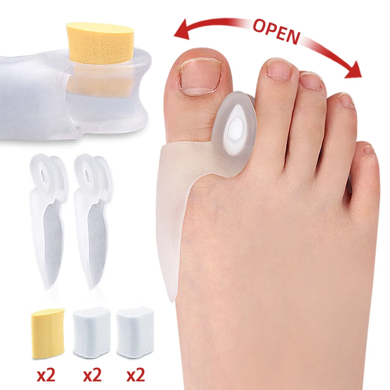 1 Paar Siliconen Gel Duimcorrector Kleine Teen Beschermer Separator Valgus Vinger Stijltang Voetverzorging Hulpkussentjes