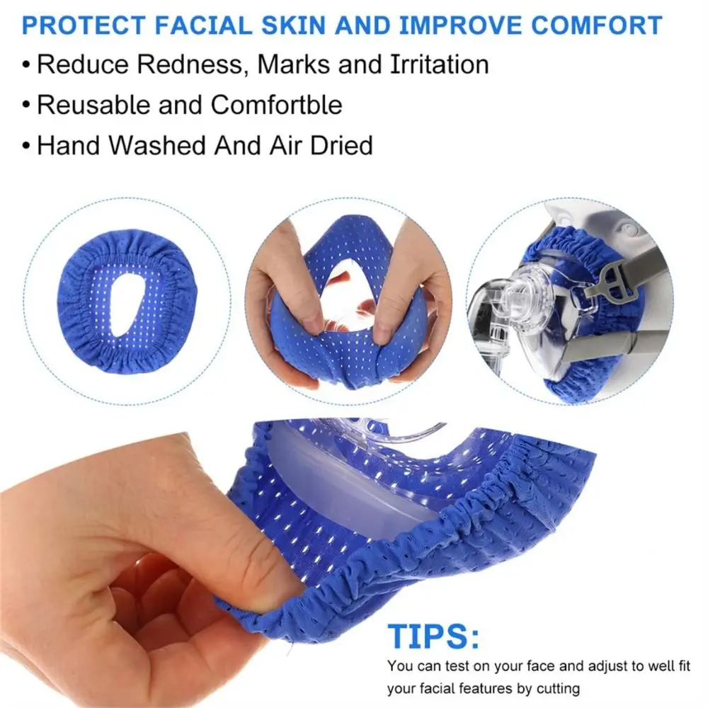 Revestimientos de mascarilla nasal CPAP reutilizables, cubiertas de mascarilla CPAP suaves y cómodas, talla única, se adapta a todos los cojines de mascarilla facial completa de tela transpirable