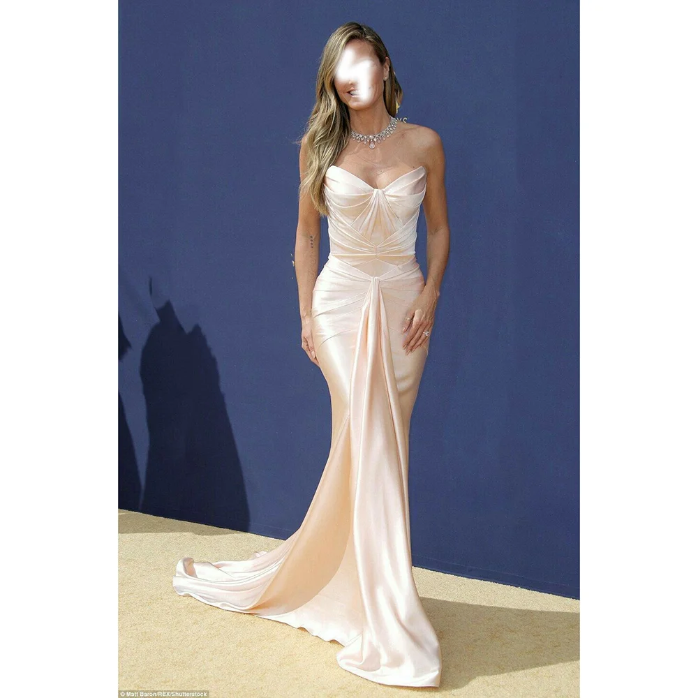 

Elegant Satin Evening Party Dresses Sweetheart Sleeveless Floor Length Prom Gowns High Quality Pleat Mermaid Dress