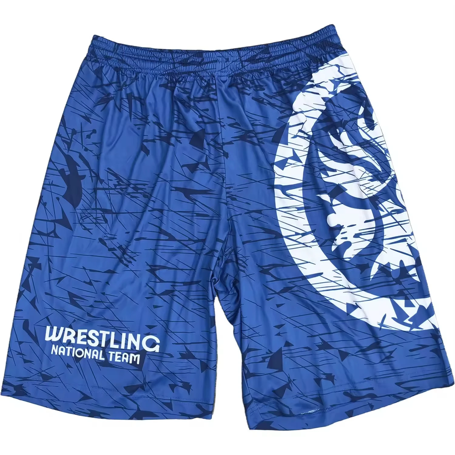 Kinder Schnelltrocknende Atmungsaktive Wrestling-Shorts Weiß-Gold-Druck für Athletiktraining Boxen MMA United World Wrestling – Detail 10