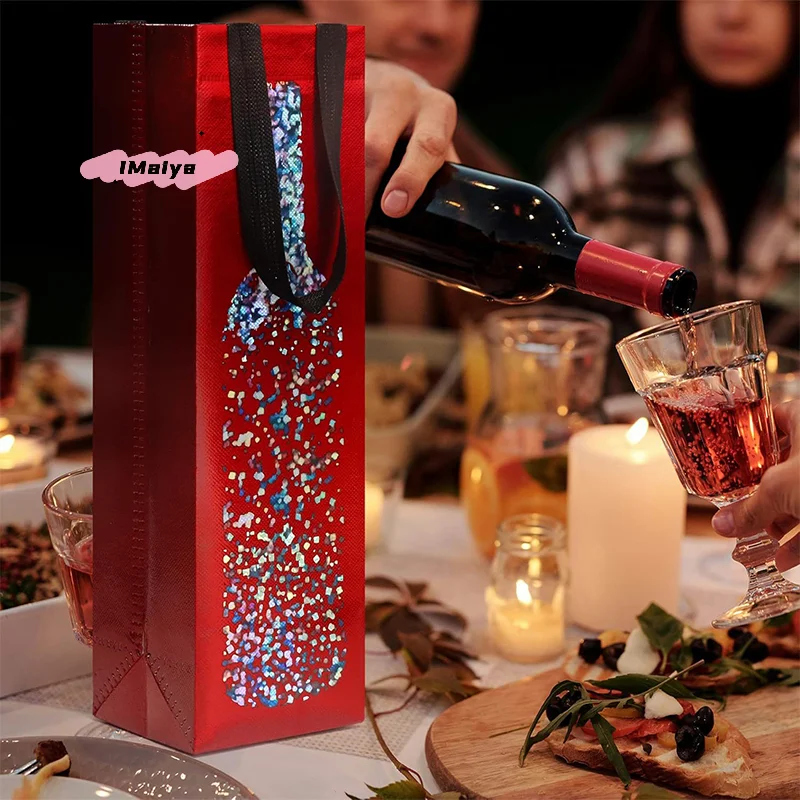 M-Wine Bag Non-Woven Fabric Tote Bottle Wine Champagne Carrier Bag Padded Wine Cooler Gift For Wine Lovers Or Wedding Reusable
