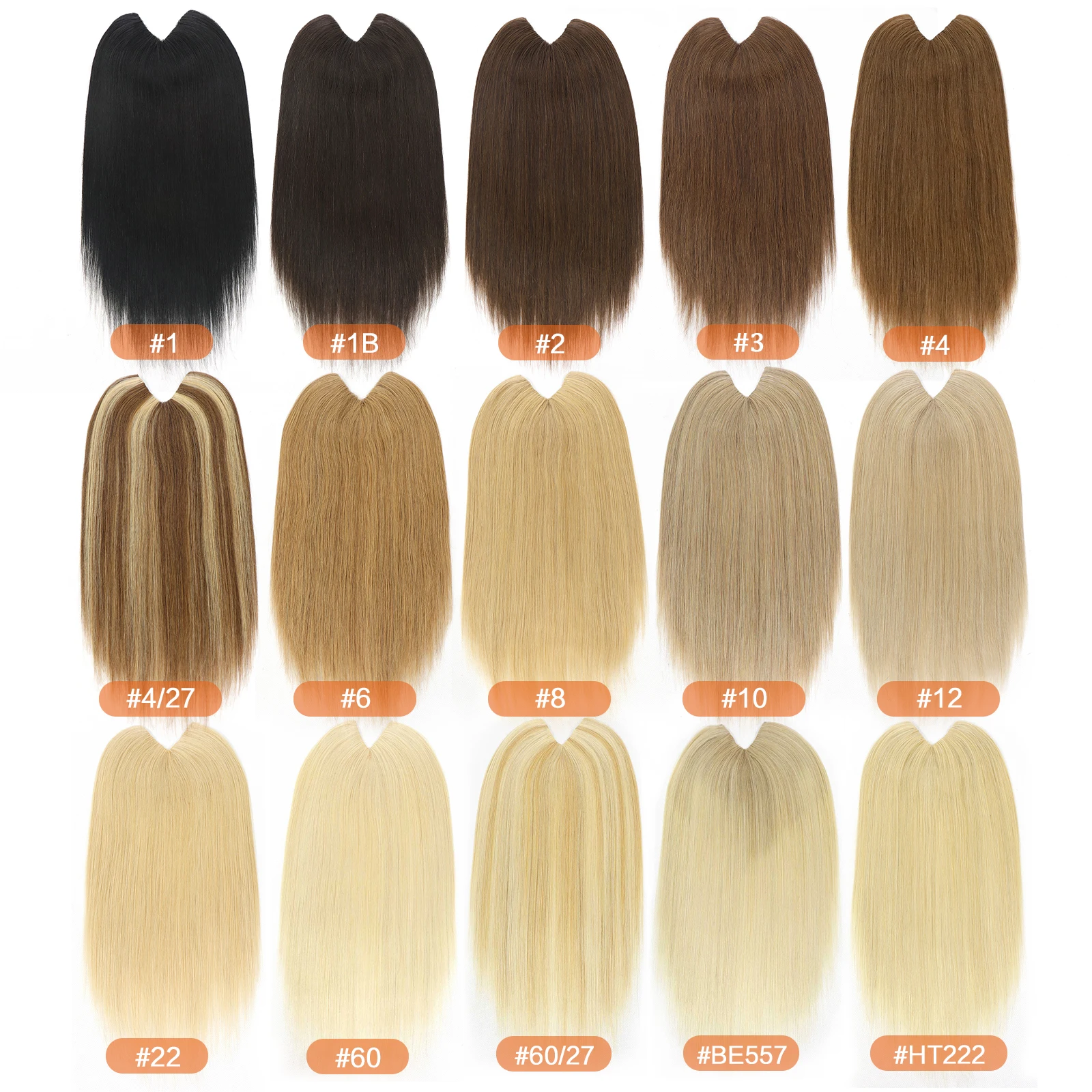 V Shape Clip In Human Hair Extensions  Invisible Brown Blonde Highlight Toppers For Women Straight Brazilian Remy Hair 16Inch view 6