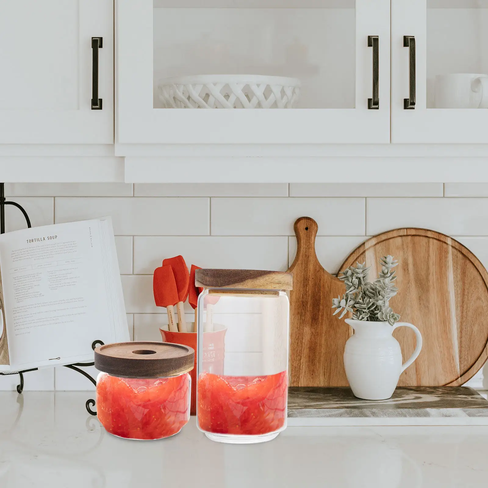 

2Pcs Delicate Glass Sealed Jar Versatile Food Storage Canister for Home Restaurant Pantry Coffee Tea Snacks Grains Easy Clean