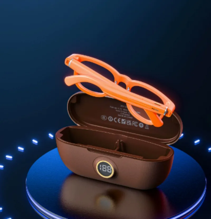 AI Smart Audio image Glasses, 3600mAh Charging Case, Hands-Free Call, Open-Ear Headphones, for Driving, Running, Daily Use