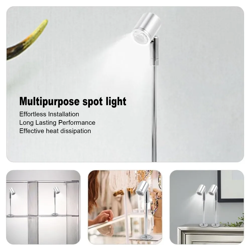 3W LED Spotlight Light AC 85-265V Silver Spotlight White Light 6000K Aluminum Alloy Display Lighting Fixture Retail Store
