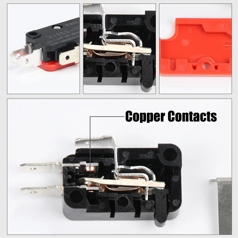 5PCS V-1C25 Series Stroke Limit Microwave Oven Door Micro Switch Hinge Roller Hinge Lever Momentary Snap Action 15A  250VAC