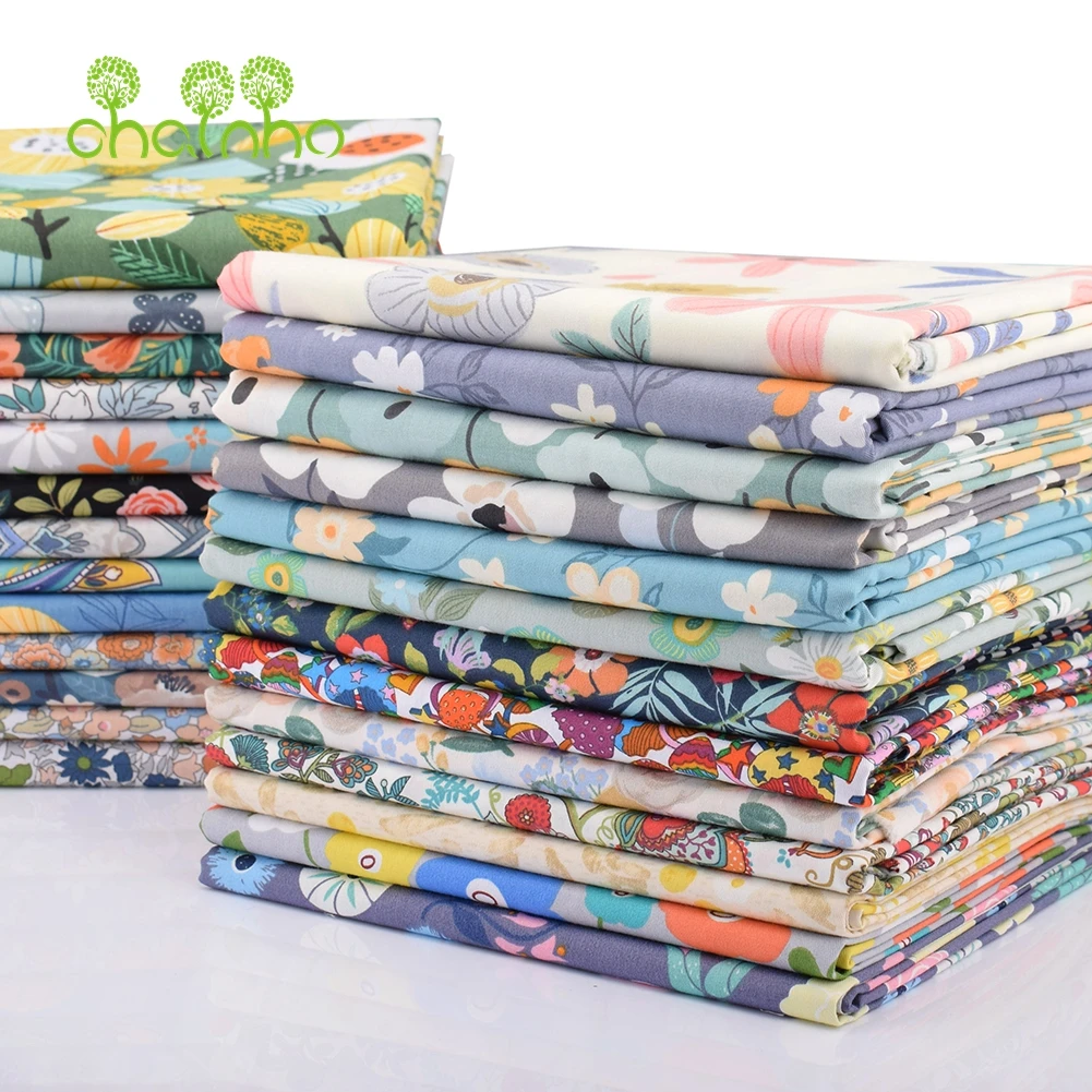 Chainho,Printed Twill Weave Cotton Fabric,Patchwork Cloth,DIY Sewing Quilting Material,Thick,Soft,Opaque,3 Specification,CC260