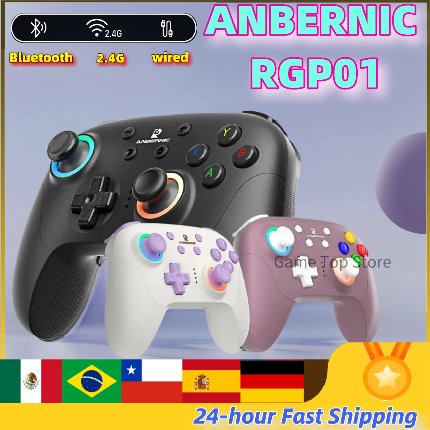 ANBERNIC RG P01 Gamepad Wired Wireless RGP01 Bluetooth RGB Hall Effect Joystick XBOX Game Controller for PC Android IOS Steam