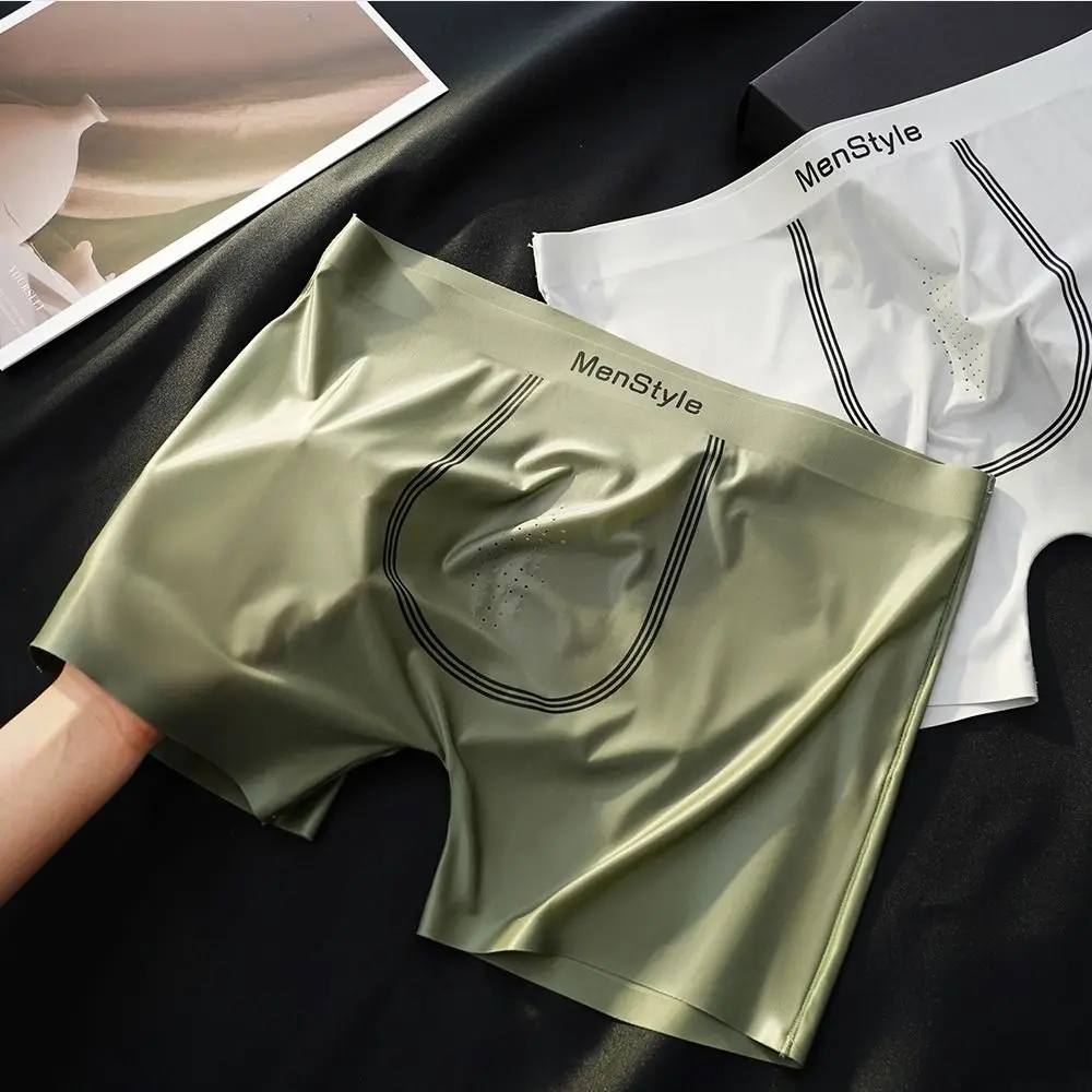 

Модные простые атласные шелковые боксеры для мужчин, ультратонкие дышащие крутые трусы, нижнее белье, быстросохнущее нижнее белье для мужчин и мужчин