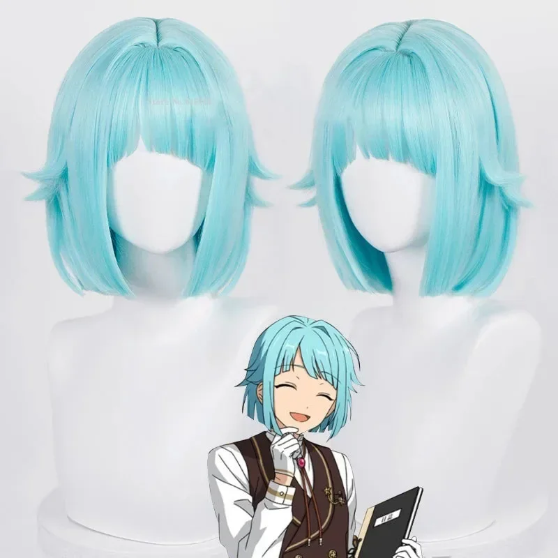 Anime IS Ensemble Stars Shino Hajime Blue Short Hair Cosplay Wig Heat Resistant Synthetic Hair Party Wigs Wig Cap